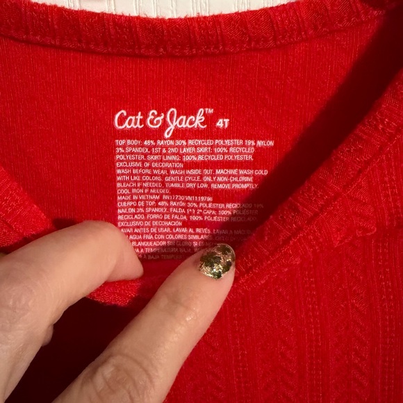 Cat & Jack Red Ruffle Long Sleeve Dress - Picture 3 of 6